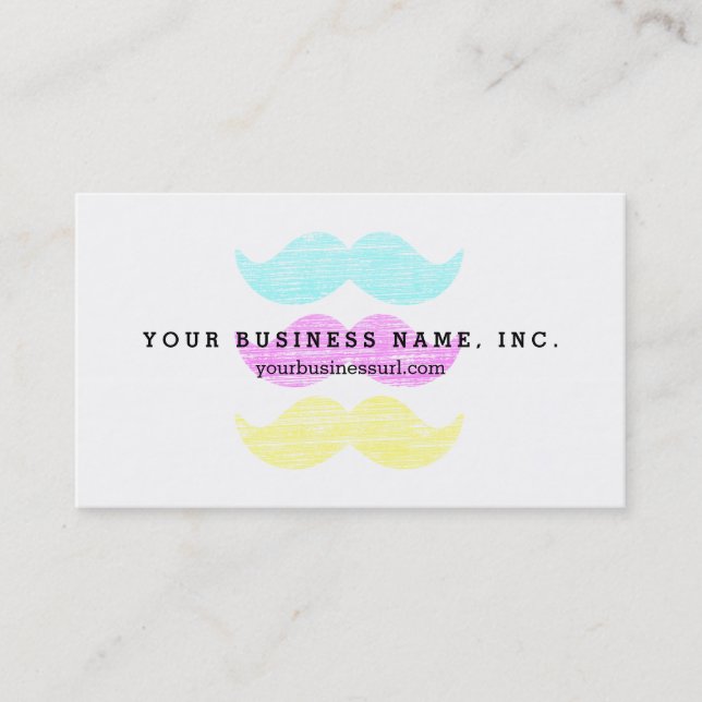 Tarjeta De Visita CMY Mustaches (estilo letterpress) (Anverso)
