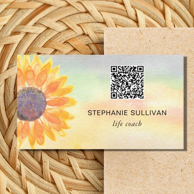 Tarjeta De Visita Coach de vida Código QR acuarela botánica (Subido por el creador)