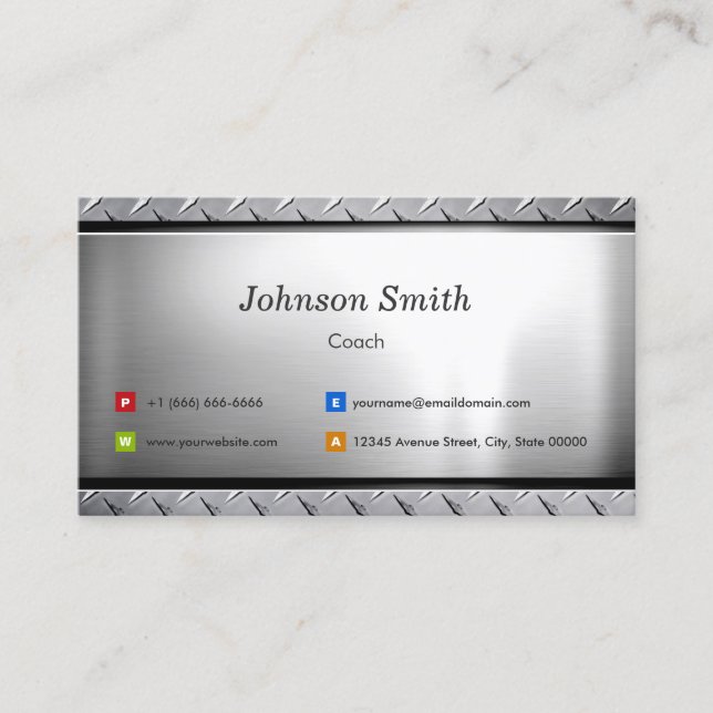 Tarjeta De Visita Coach - Elegante estilo platino (Anverso)