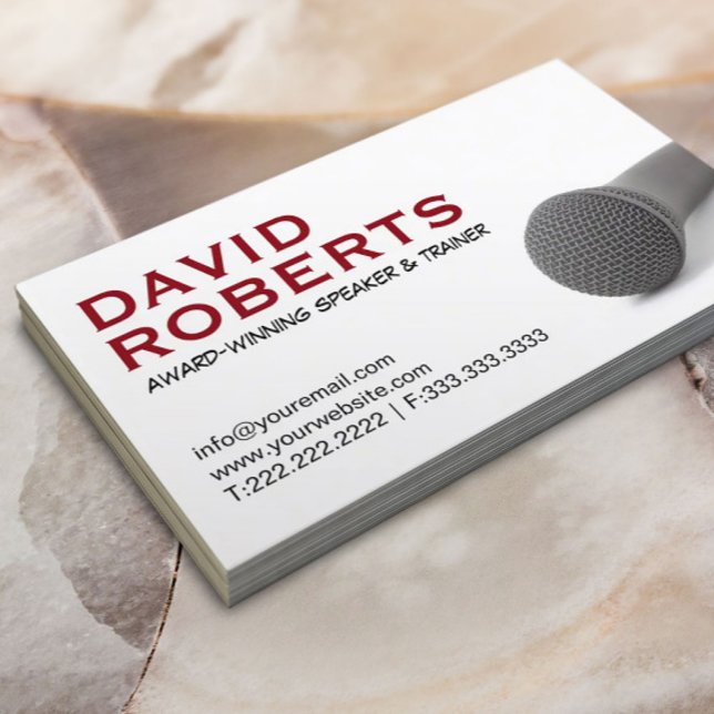 Tarjeta De Visita Coach Life Public Speaker Bold Text & Microphone (Subido por el creador)