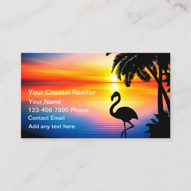 Tarjeta De Visita Coastal Beach Theme Realtor  (Anverso)