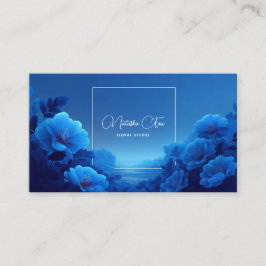 Tarjeta De Visita Cobalt Blue Floral Modern Geometric Ocean