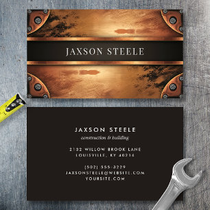 Tarjeta De Visita Cobre Industrial Metálico Masculino Rústico