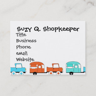 Tarjeta De Visita Coche anaranjado retro del vintage de la turquesa