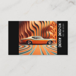 Tarjeta De Visita Coche antiguo elegante marrón naranja grunge retro