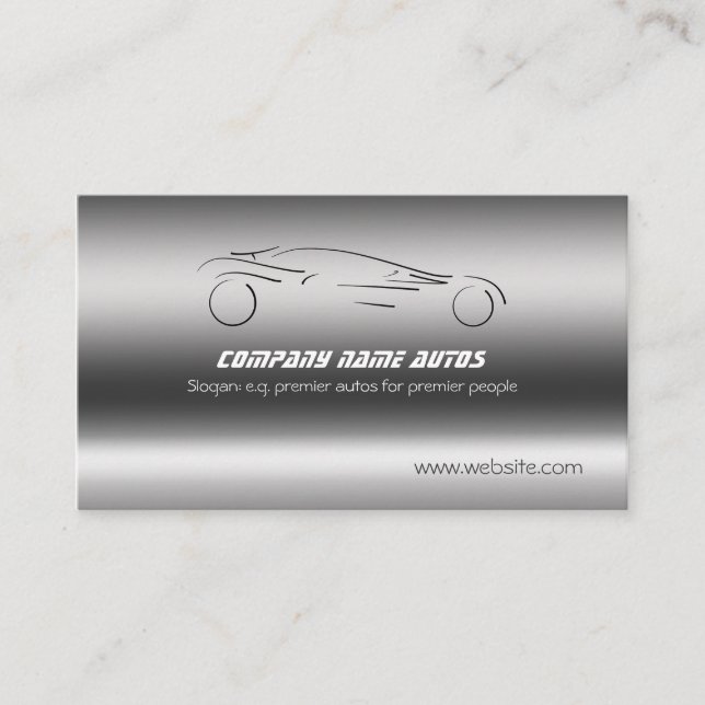 Tarjeta De Visita Coche auto en el acero cepillado - Sportscar (Anverso)