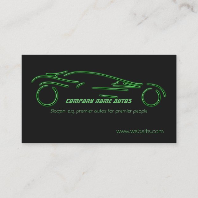 Tarjeta De Visita Coche comercial del auto - Sportscar verde en (Anverso)