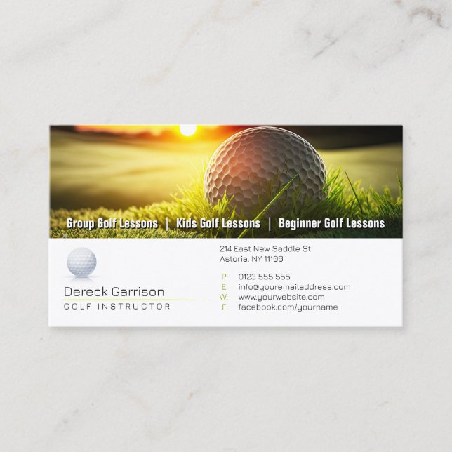 Tarjeta De Visita Coche de golf | Instructor profesional de golf (Anverso)