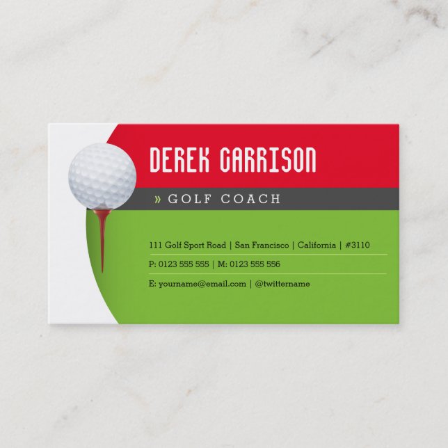 Tarjeta De Visita Coche de golf | Lección de instructor de golf prof (Anverso)