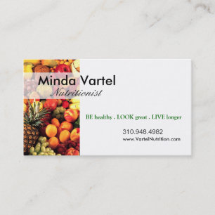Tarjeta De Visita Coche de la comida del nutricionista, sano,