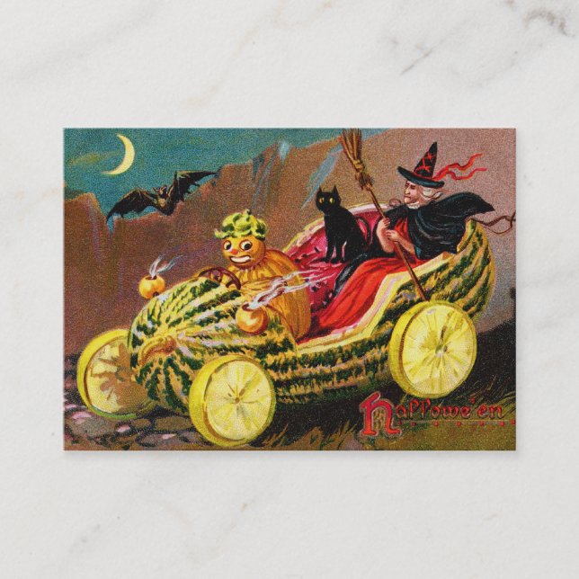 Tarjeta De Visita Coche de la sandía de Halloween (Anverso)