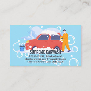 Tarjeta De Visita Coche de limpieza de trabajadores   Lavar automáti