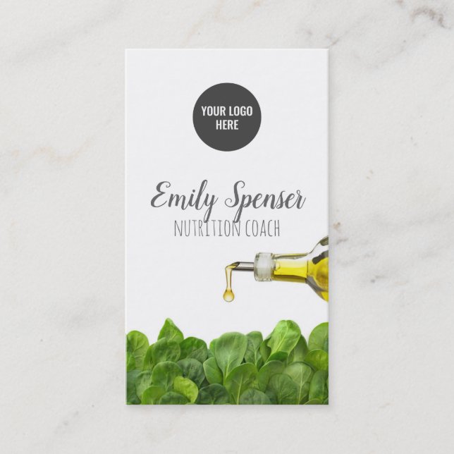 Tarjeta De Visita Coche de Nutrición Green Leaves Aceite de Oliva Ta (Anverso)