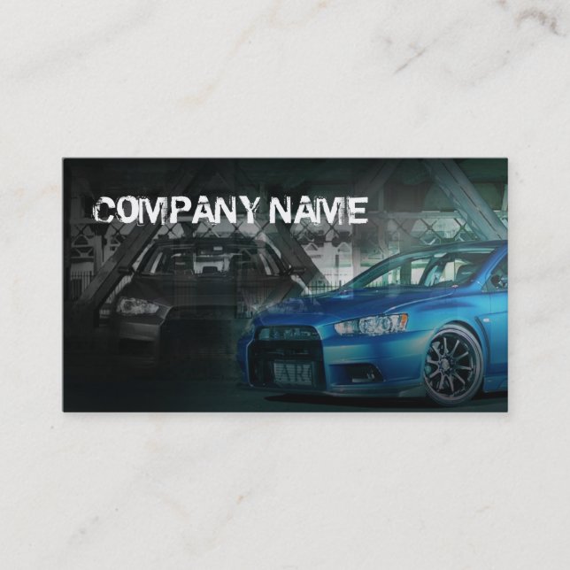 Tarjeta De Visita coche deportivo elegante azul (Anverso)