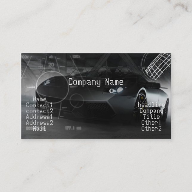 Tarjeta De Visita Coche exótico elegante en negro (Anverso)