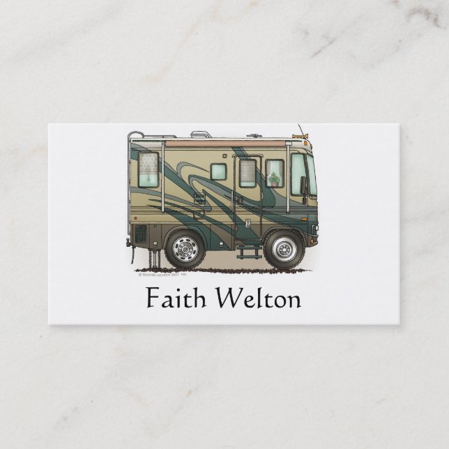 Tarjeta De Visita Coche grande Motorhome del campista contento lindo (Anverso)