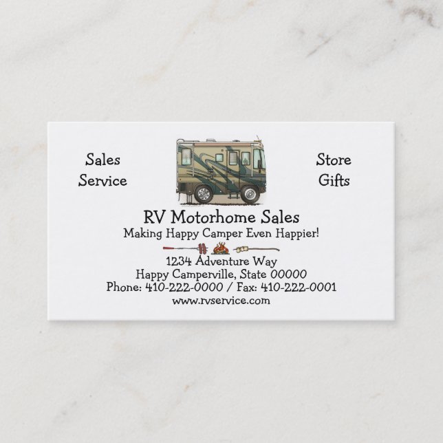 Tarjeta De Visita Coche grande Motorhome del campista contento lindo (Anverso)