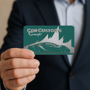 Tarjeta De Visita Coche moderno lujoso de color azul teal plateado c