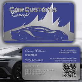 Tarjeta De Visita Coche moderno lujoso de plata cobalto estilo graba