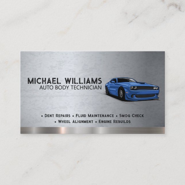 Tarjeta De Visita Coche muscular | Tienda de autogaraje (Anverso)