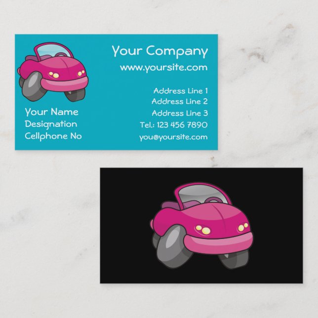 Tarjeta De Visita Coche Personalizado rosa (Anverso / Reverso)
