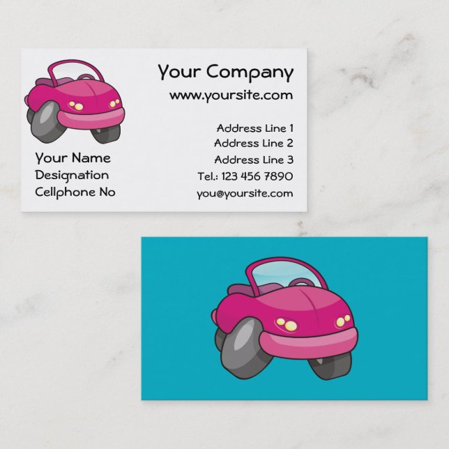 Tarjeta De Visita Coche Personalizado rosa (Anverso / Reverso)