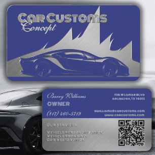 Tarjeta De Visita Coche plateado cobalto lujoso moderno con estilo g