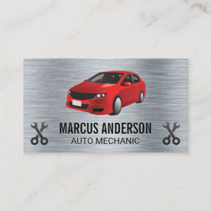 Tarjeta De Visita Coche rojo   Wrenches   Metálico