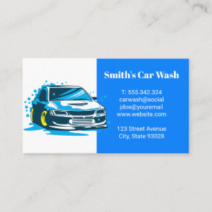Tarjeta De Visita Coche siendo limpiado Lavado
