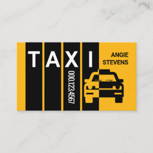 Tarjeta De Visita Coche Taxi Amarillo Sobre Franjas