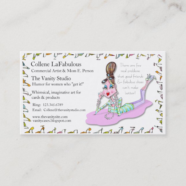 Tarjeta De Visita coche temático del biz del zapato fabuloso (Anverso)