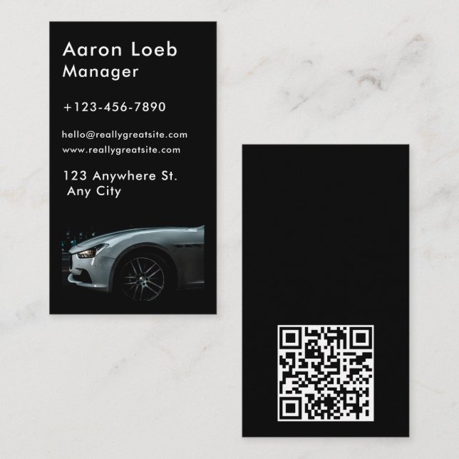 Tarjeta De Visita Coche/vehículo moderno/código QR automático y medi (Anverso / Reverso)