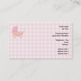 Tarjeta De Visita Cochecito de bebé. Rosa y amarillo en control
