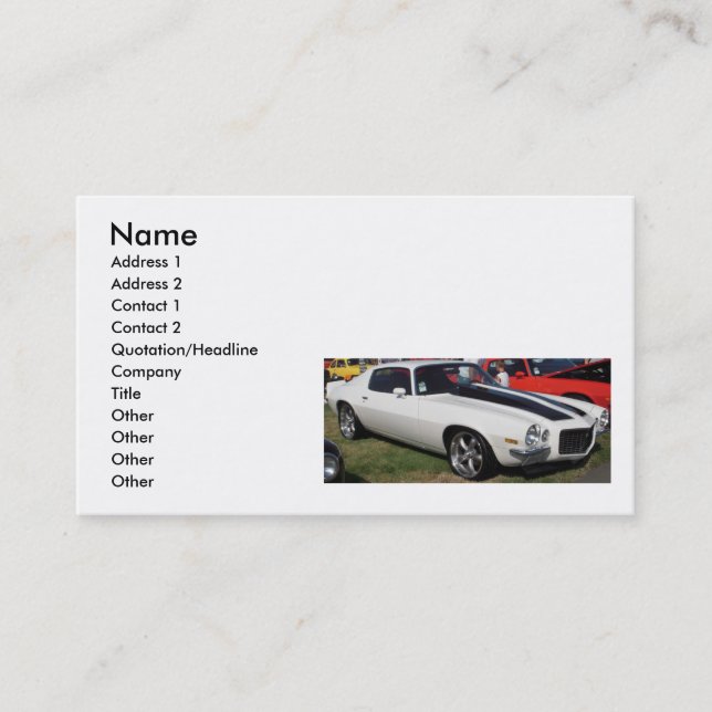 Tarjeta De Visita Coches del músculo (Anverso)