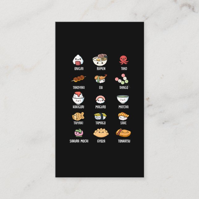 Tarjeta De Visita Cocina asiática ligera Kawaii Sushi Rice Fish Rame (Anverso)