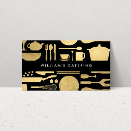 Tarjeta De Visita Cocina Collage Faux Gold/Black