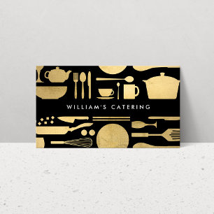 Tarjeta De Visita Cocina Collage Faux Gold/Black