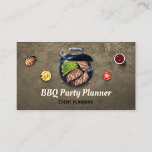 Tarjeta De Visita Cocina Comida Rápida BBQ Oro