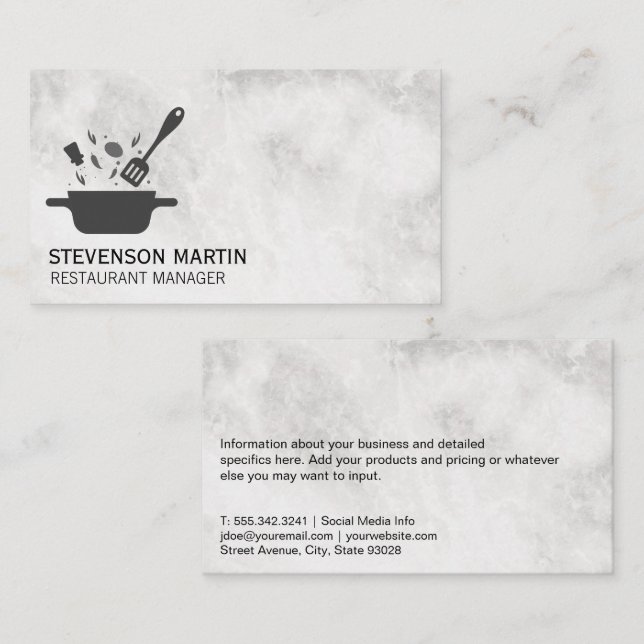 Tarjeta De Visita Cocina con especias | Marble Business Card (Anverso / Reverso)