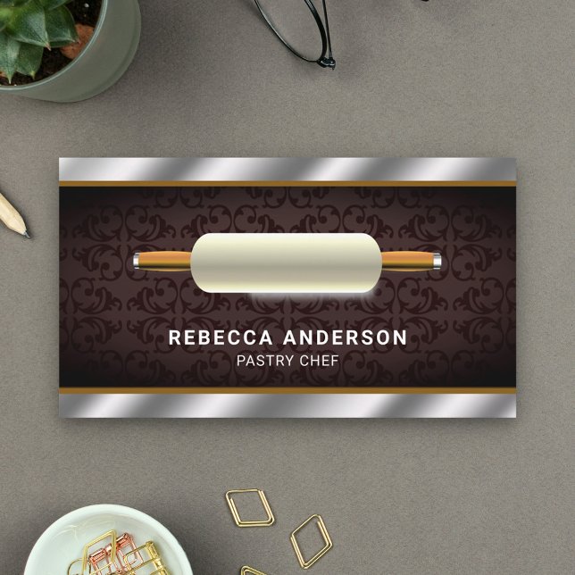 Tarjeta De Visita Cocina de acero metálico Rolling Pin Pastry Chef (Subido por el creador)