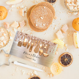 Tarjeta De Visita Cocina de Chef Personal Cuchilla Oro Rosa