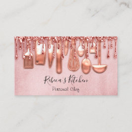 Tarjeta De Visita Cocina de Chef Personal Cuece Rosa Rubor