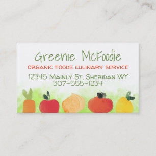 Tarjeta De Visita Cocina de cocineros ecológicos y vegetales frutal
