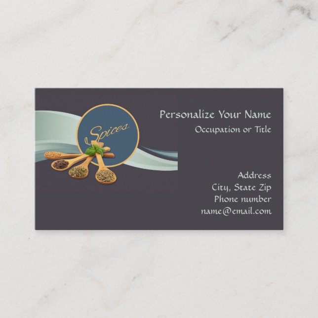 Tarjeta De Visita Cocina de especias y chef de cocina (Anverso)
