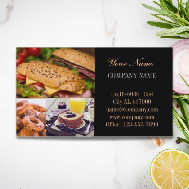 Tarjeta De Visita cocina de hamburguesas y bocadillos (hamburger sandwich private chef catering business card)