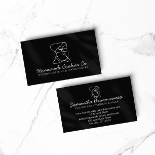 Tarjeta De Visita Cocina de panadería de comida casera línea negra