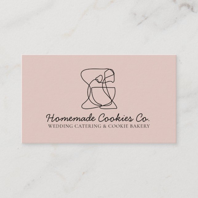 Tarjeta De Visita Cocina de Panadería de Comida Casera Rosa Suave (Anverso)