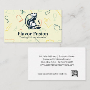 Tarjeta De Visita Cocina del chef femenino   Patrón de utensilios de