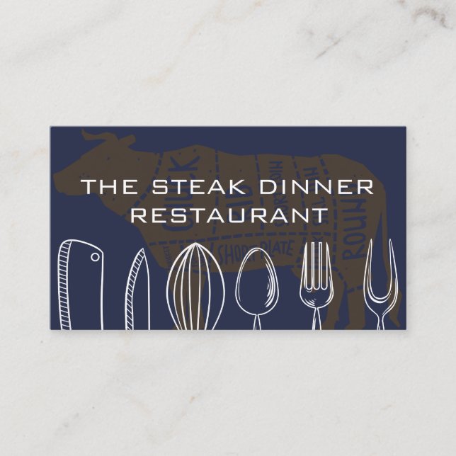 Tarjeta De Visita Cocina | Diagrama de carne (Anverso)