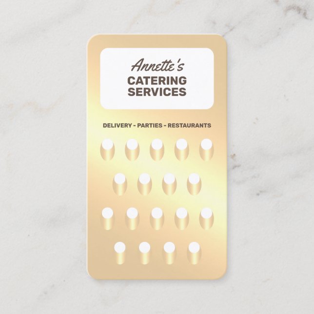 Tarjeta De Visita Cocina faux granate dorado (Anverso)